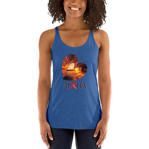 Aloha wave small HKD back logo Women's Racerback Tank