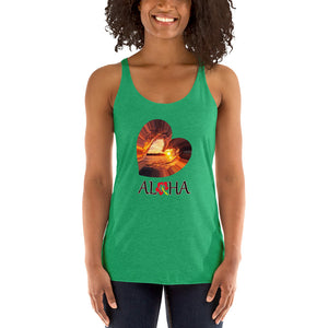 Aloha wave small HKD back logo Women's Racerback Tank