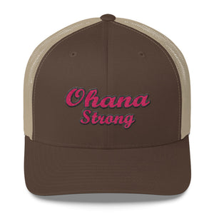 Pink Ohana Strong Retro Trucker Cap